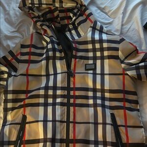 Burberry Plaid Jacket with Red and Black Accents